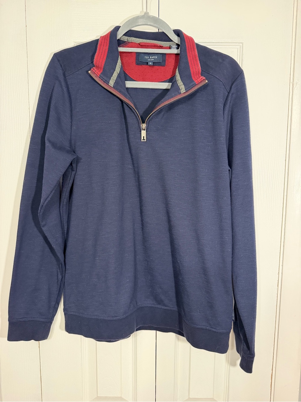 Ted Baker London Quarter Zip Pullover Medium Navy Red